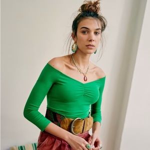 Sezane Bella Bodysuit in Dark Mint